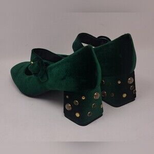 Geox Women's Selya Velvet Block Heel Shoes Adjustable Sandals Jeweled 7 US 37 EU